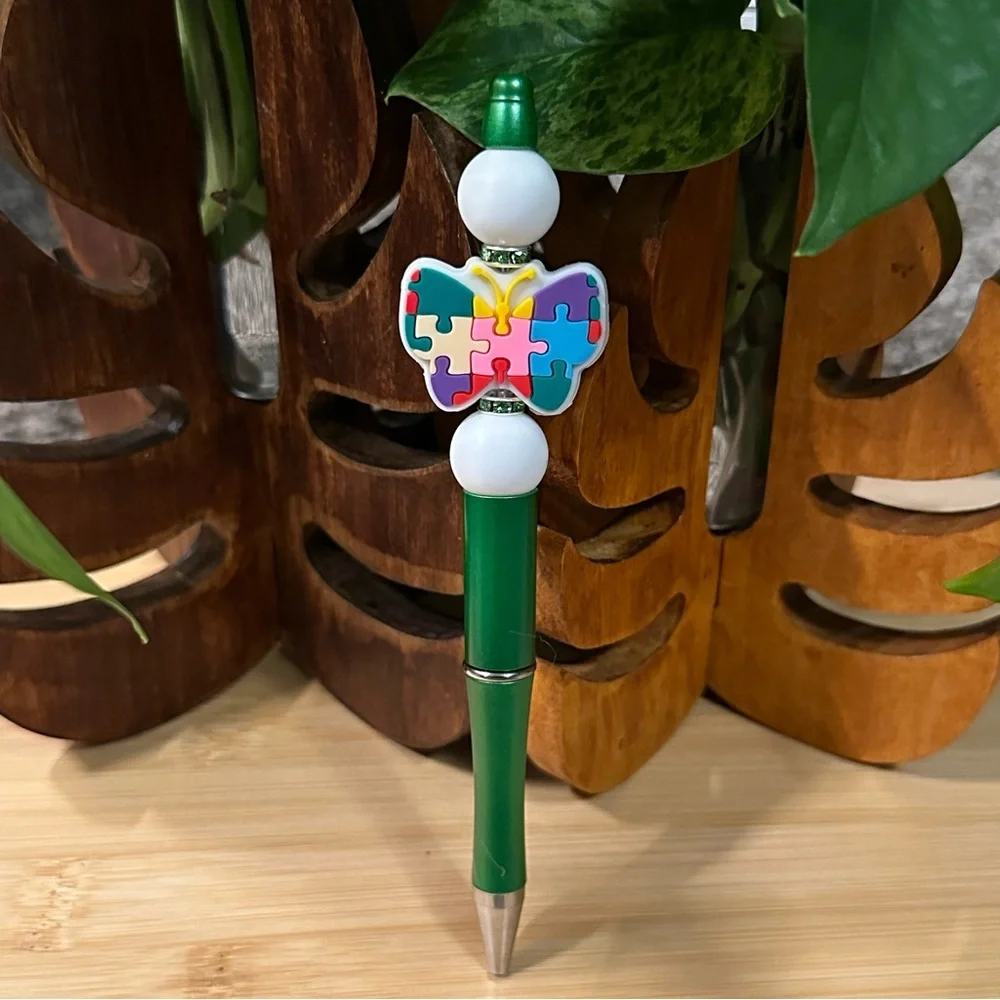 Autism Awareness Pen 🧩‎ Handmade Silicone Beads + Extra Ink Refill